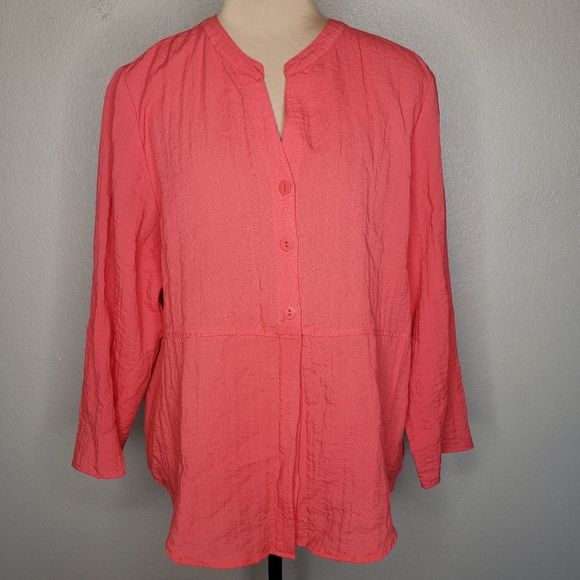 Habitat Coral Button-Front Tunic Size L - Picture 1 of 6